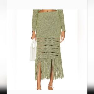 Amanda Uprichard Green Fringe Skirt L